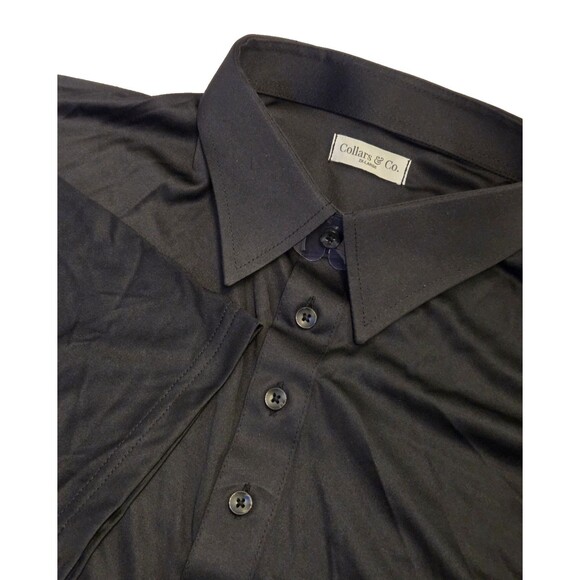 NWOT Collars & Co Mens 2XL English Spread Collar Polo Shirt - Black - Picture 1 of 8